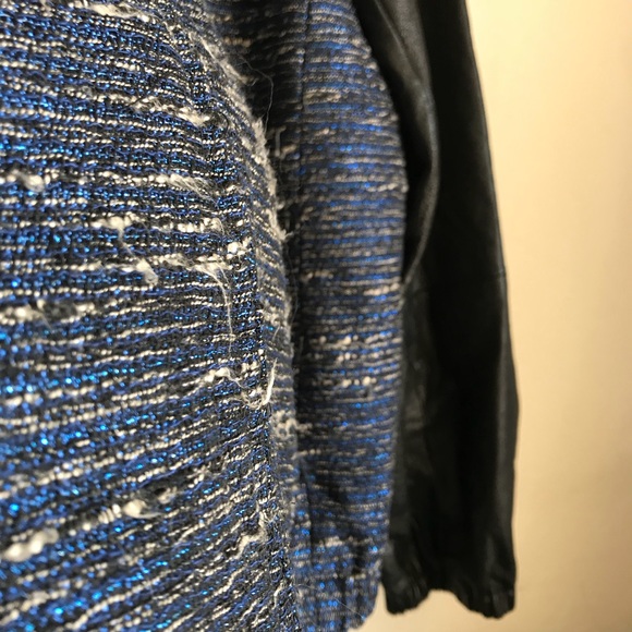 Madewell Metallic Blue Tweed Leather Sleeve Jacket - Picture 5 of 7